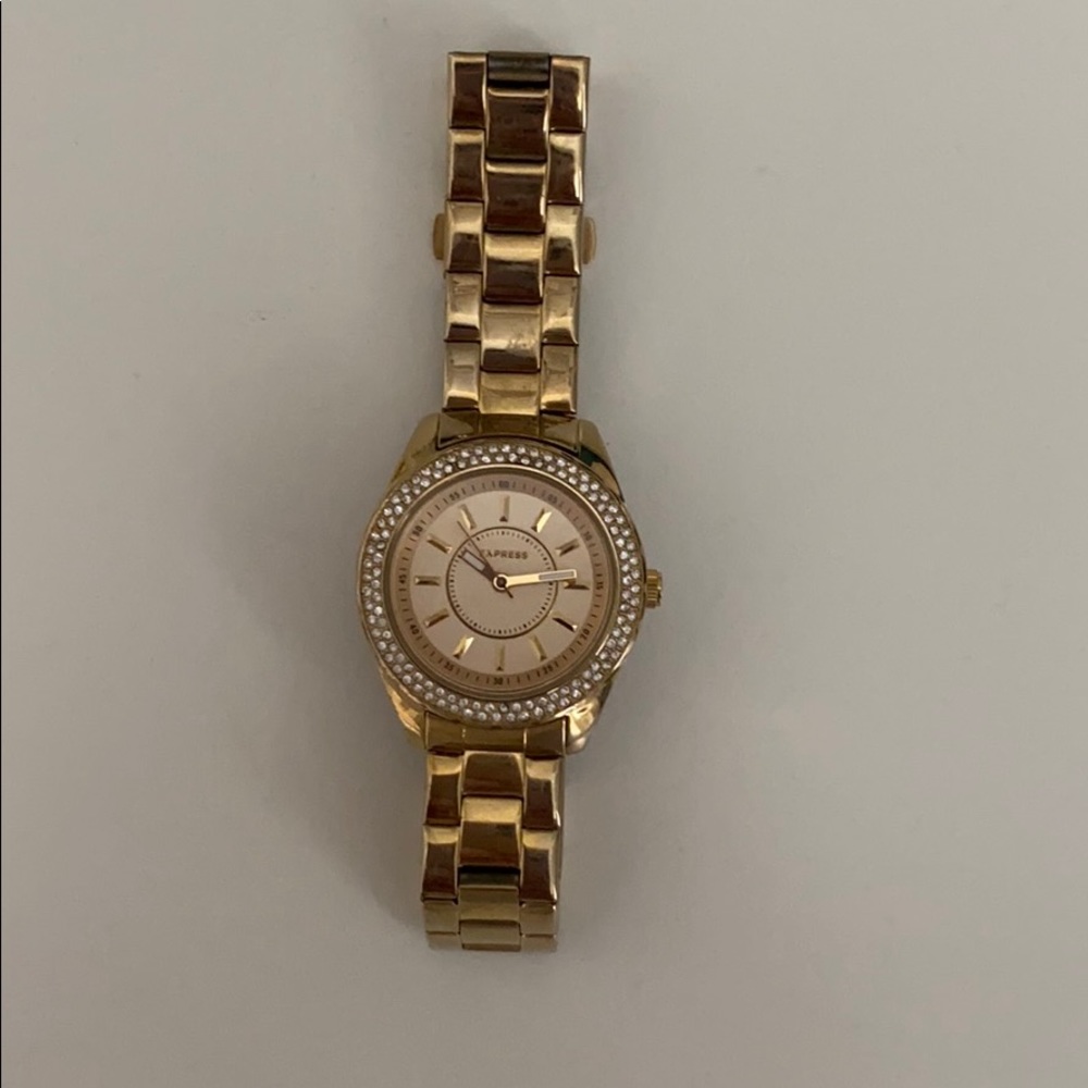 Express Gold watch w/ silver sparkle around